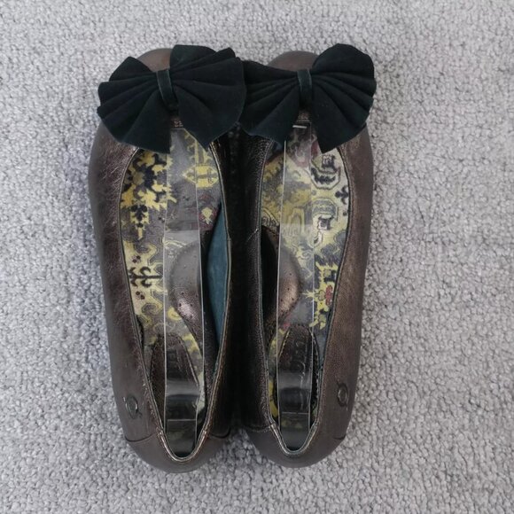 Born Molly Ballet Flats Womens 6 Comfort Shoes Slip On Bow Brown Bronze Leather - Picture 9 of 11